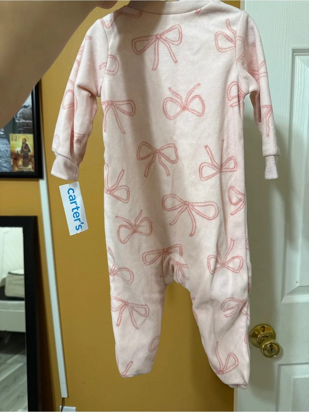 Carter's Pink Bow Footed One-Piece Sleeper